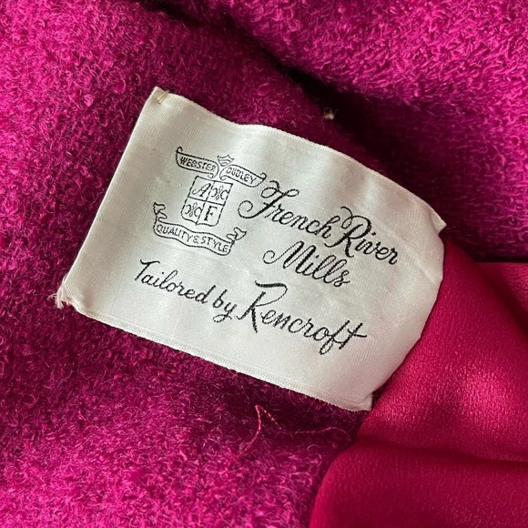 VTG Rencroft Coat Womens XL Pink with Brown Fur Collar Bracelet 3/4 Sleeve - Picture 7 of 11